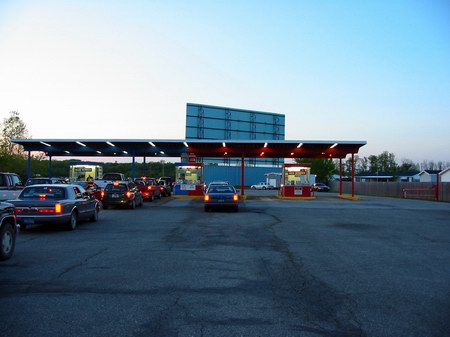 Miracle Twin Drive-In Theatre - Entrance Lanes - Photo From Water Winter Wonderland (newer photo)